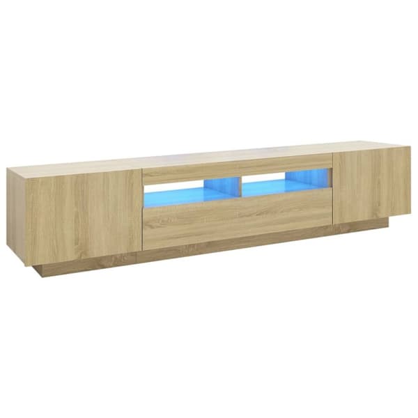 TV-møbler - Living tv-skab med LED-lys 200x35x40 cm sonoma-eg