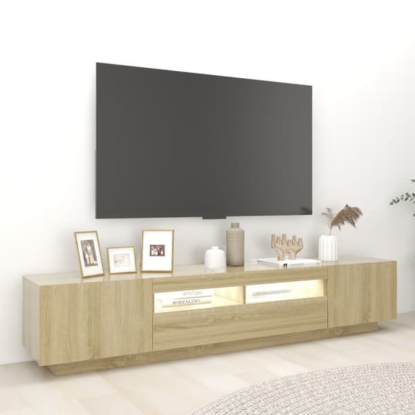 TV-møbler - Living tv-skab med LED-lys 200x35x40 cm sonoma-eg