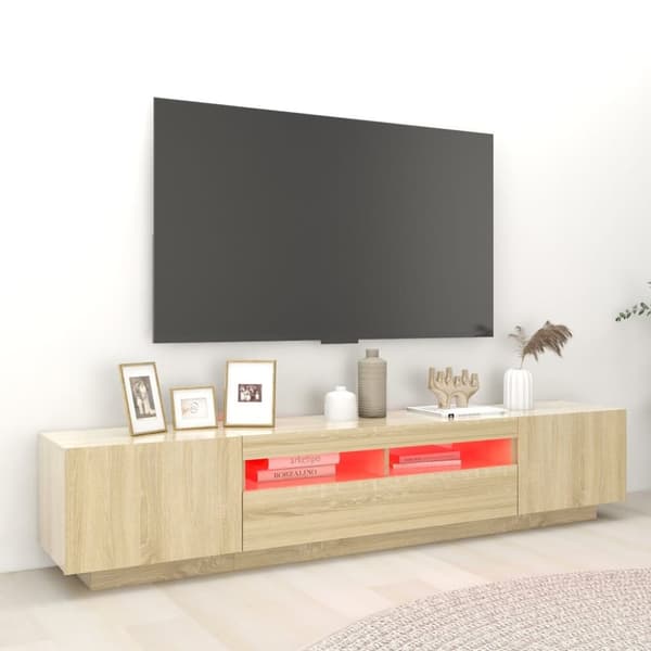 TV-møbler - Living tv-skab med LED-lys 200x35x40 cm sonoma-eg