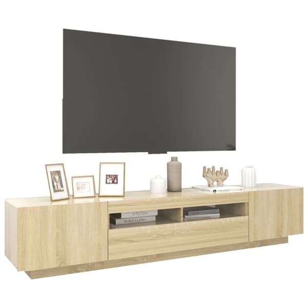 TV-møbler - Living tv-skab med LED-lys 200x35x40 cm sonoma-eg