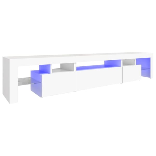 TV-møbler - Living tv-skab med LED-lys 215x36,5x40 cm hvid