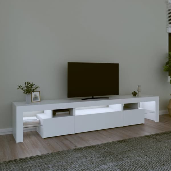 TV-møbler - Living tv-skab med LED-lys 215x36,5x40 cm hvid