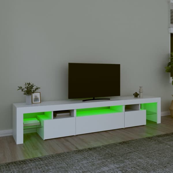 TV-møbler - Living tv-skab med LED-lys 215x36,5x40 cm hvid