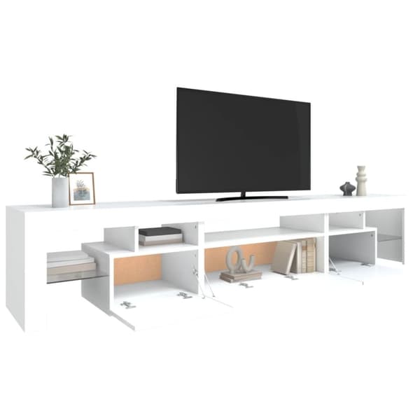 TV-møbler - Living tv-skab med LED-lys 215x36,5x40 cm hvid