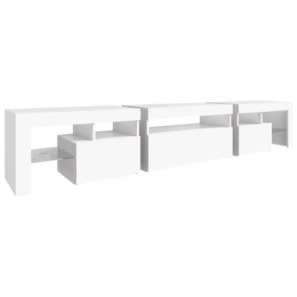 TV-møbler - Living tv-skab med LED-lys 215x36,5x40 cm hvid
