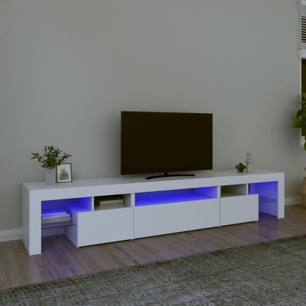 TV-møbler - Living tv-skab med LED-lys 215x36,5x40 cm hvid