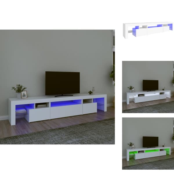 TV-møbler - Living tv-skab med LED-lys 215x36,5x40 cm hvid