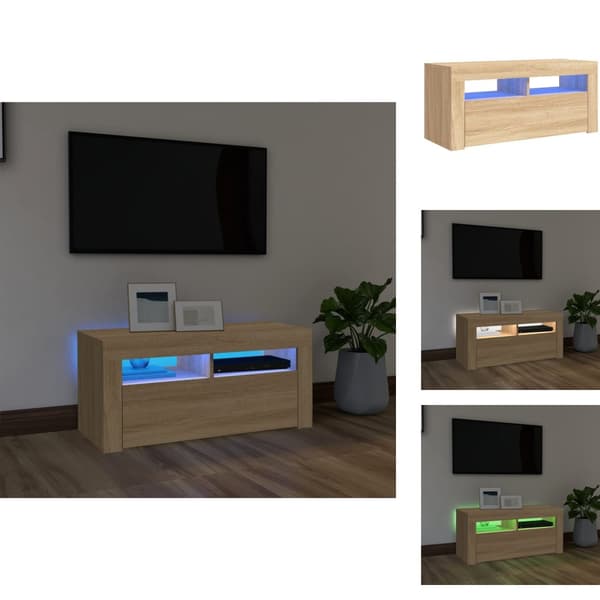 TV-tasot - Living TV-taso LED-valoilla Sonoma-tammi 90x35x40 cm