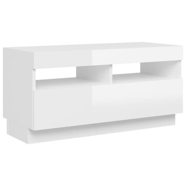 TV-møbler - Living tv-skab med LED-lys 80x35x40 cm hvid højglans