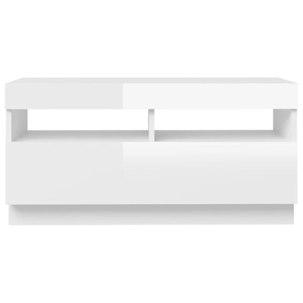 TV-møbler - Living tv-skab med LED-lys 80x35x40 cm hvid højglans