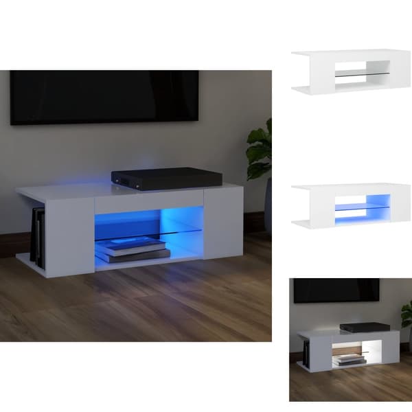 TV-møbler - Living tv-skab med LED-lys 90x39x30 cm hvid