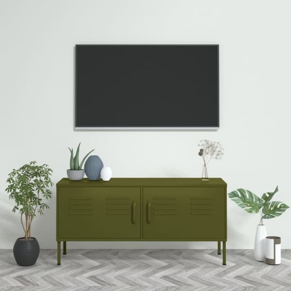 TV-møbler - Living tv-skab 105x35x50 cm stål olivengrøn