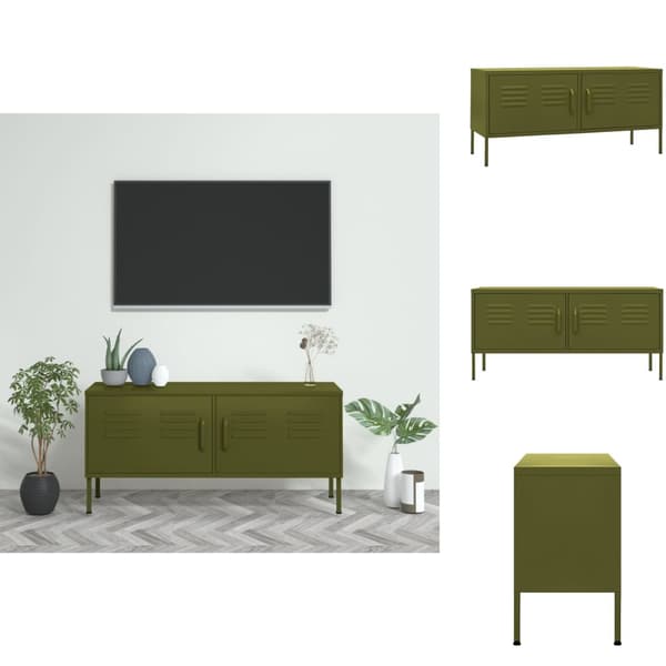 TV-møbler - Living tv-skab 105x35x50 cm stål olivengrøn