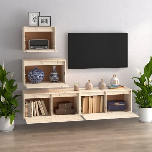 TV-bänkar - Living Tv-bänk 4 st massiv furu