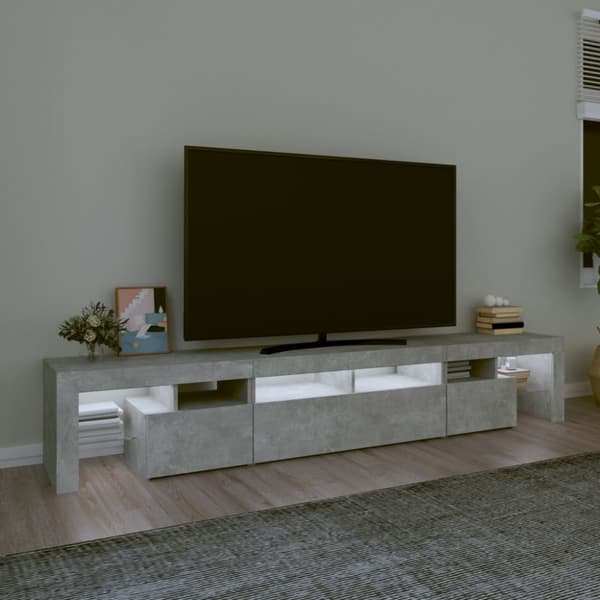 TV-bänkar - Living Tv-bänk med LED-belysning betonggrå 230x36,5x40 cm