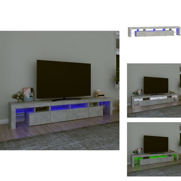 TV-bänkar - Living Tv-bänk med LED-belysning betonggrå 230x36,5x40 cm