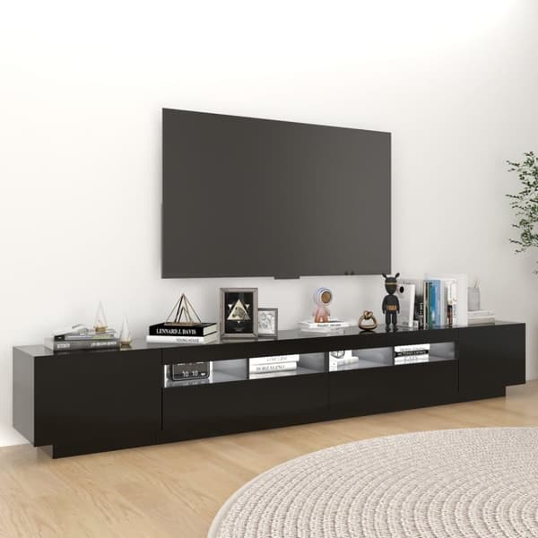 TV-møbler - Living tv-skab med LED-lys 260x35x40 cm sort