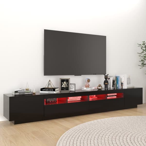 TV-møbler - Living tv-skab med LED-lys 260x35x40 cm sort