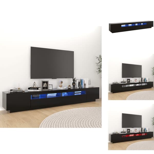 TV-møbler - Living tv-skab med LED-lys 260x35x40 cm sort