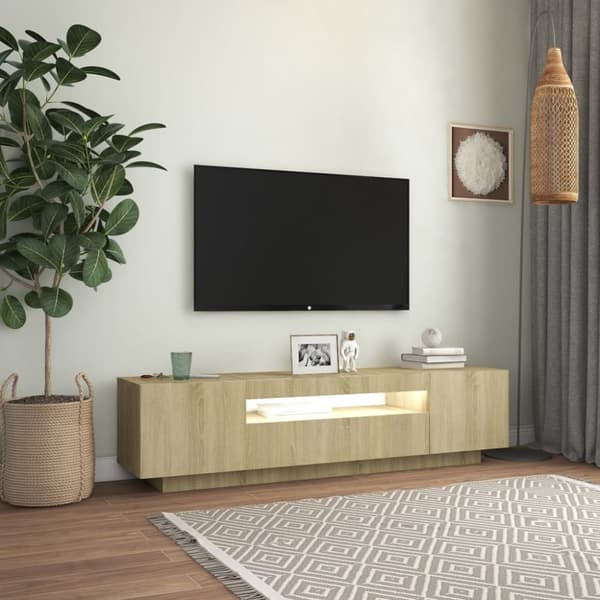 TV-bänkar - Living TV-bänk med LED-belysning sonoma-ek 160x35x40 cm