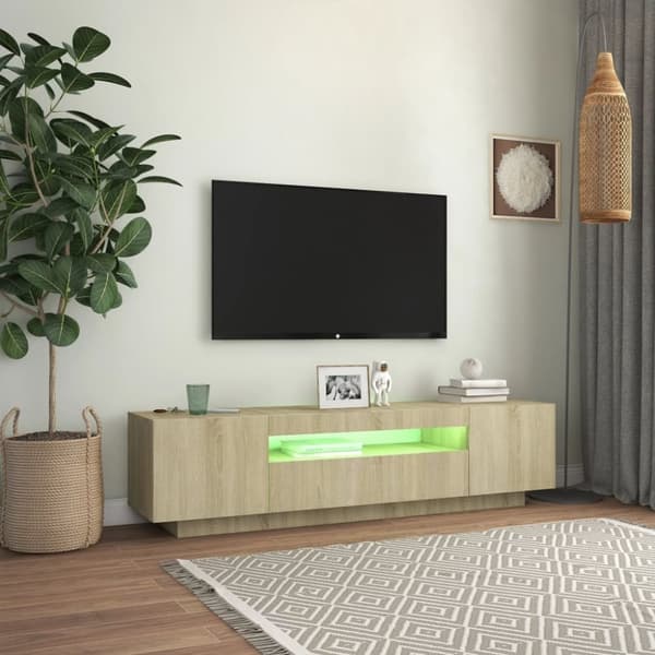 TV-bänkar - Living TV-bänk med LED-belysning sonoma-ek 160x35x40 cm