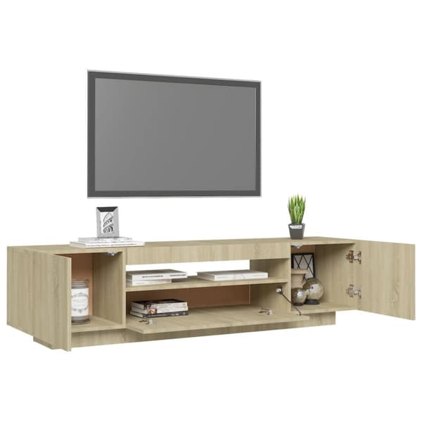 TV-bänkar - Living TV-bänk med LED-belysning sonoma-ek 160x35x40 cm