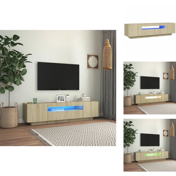 TV-bänkar - Living TV-bänk med LED-belysning sonoma-ek 160x35x40 cm