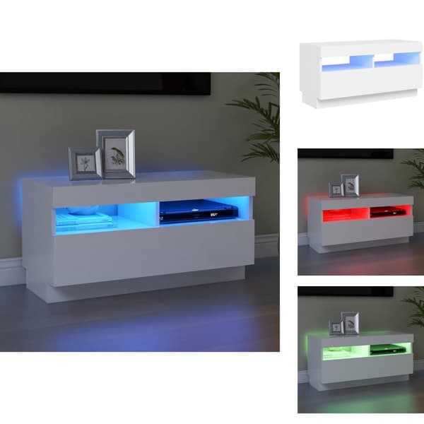 TV-bänkar - Living TV-bänk med LED-belysning vit 80x35x40 cm