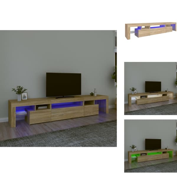 TV-møbler - Living tv-skab med LED-lys 215x36,5x40 cm sonoma-eg
