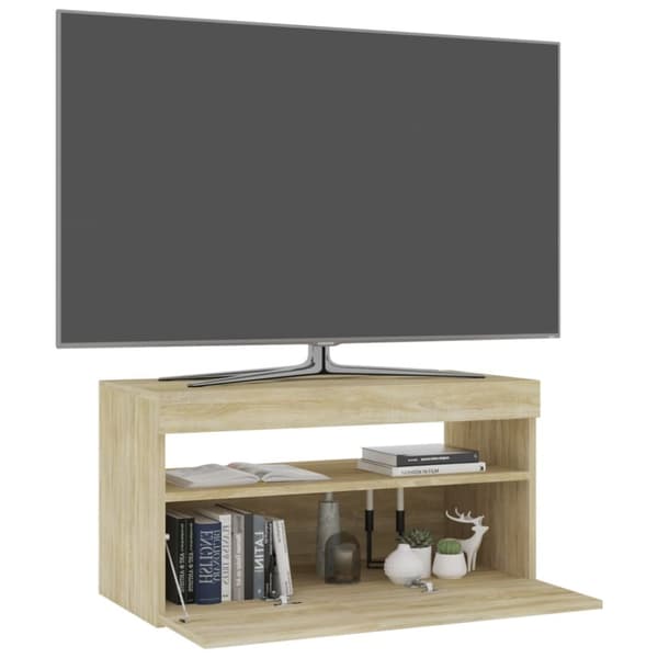 TV-møbler - Living tv-bord med LED-lys 70x35x40 cm sonoma-eg