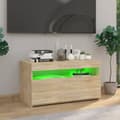 Miniatyrbillede 6 af 11: TV-møbler - Living tv-bord med LED-lys 70x35x40 cm sonoma-eg