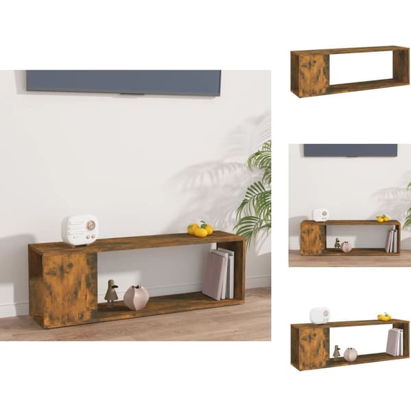TV-møbler - Living tv-bord 100x24x32 cm konstrueret træ røget egetræ
