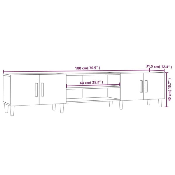 TV-tasot - Living TV-taso musta 180x31,5x40 cm tekninen puu