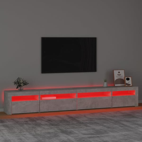 TV-bänkar - Living Tv-bänk med LED-belysning betonggrå 270x35x40 cm