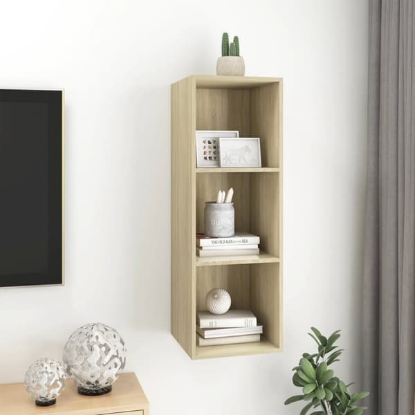 TV-møbler - Living væghængt tv-skab 37x37x107cm spånplade sonoma-eg