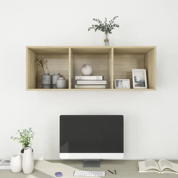 TV-møbler - Living væghængt tv-skab 37x37x107cm spånplade sonoma-eg