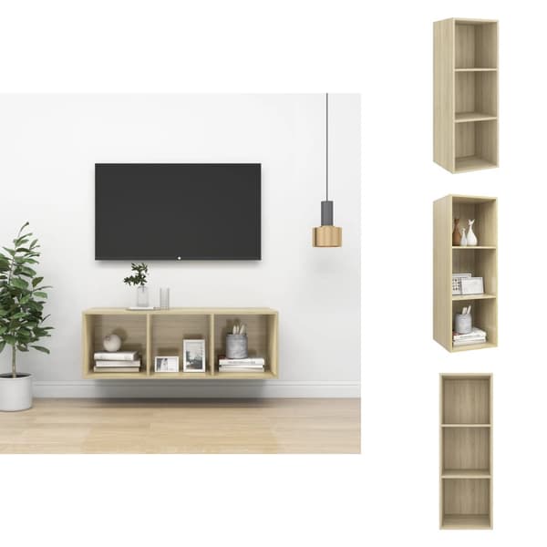 TV-møbler - Living væghængt tv-skab 37x37x107cm spånplade sonoma-eg