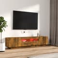 Pikkukuva 4 / 11: TV-tasot - Living 2-osainen TV-kaappisarja LED-valoilla savutammi tekninen puu