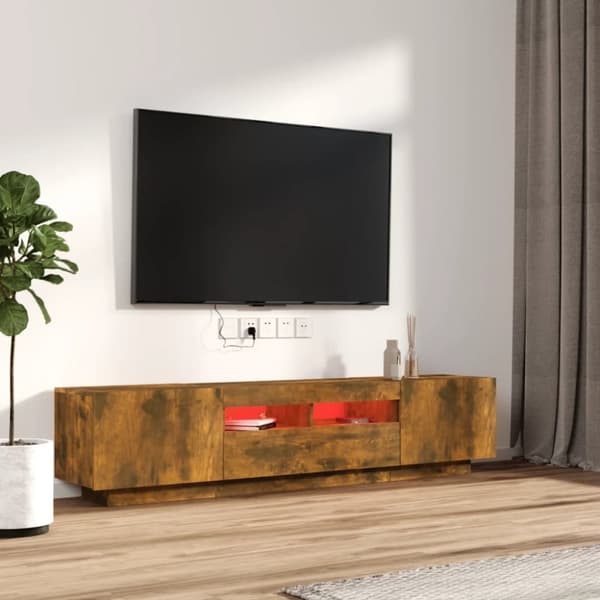 TV-tasot - Living 2-osainen TV-kaappisarja LED-valoilla savutammi tekninen puu