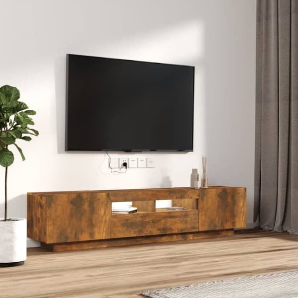 TV-tasot - Living 2-osainen TV-kaappisarja LED-valoilla savutammi tekninen puu