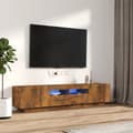 Pikkukuva 2 / 11: TV-tasot - Living 2-osainen TV-kaappisarja LED-valoilla savutammi tekninen puu