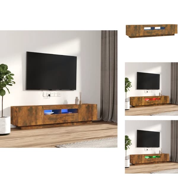 TV-tasot - Living 2-osainen TV-kaappisarja LED-valoilla savutammi tekninen puu