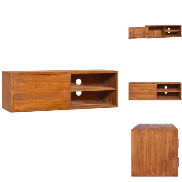 TV-møbler - Living væghængt tv-skab 90x30x30 cm massivt teaktræ