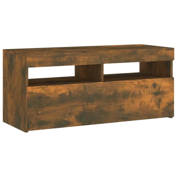 TV-bänkar - Living Tv-bänk med LED-belysning rökfärgad ek 90x35x40 cm