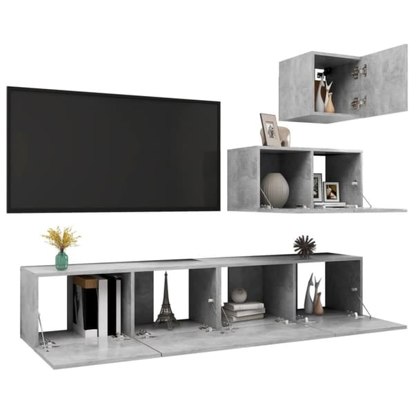 TV-møbler - Living tv-skabe 4 dele spånplade betongrå