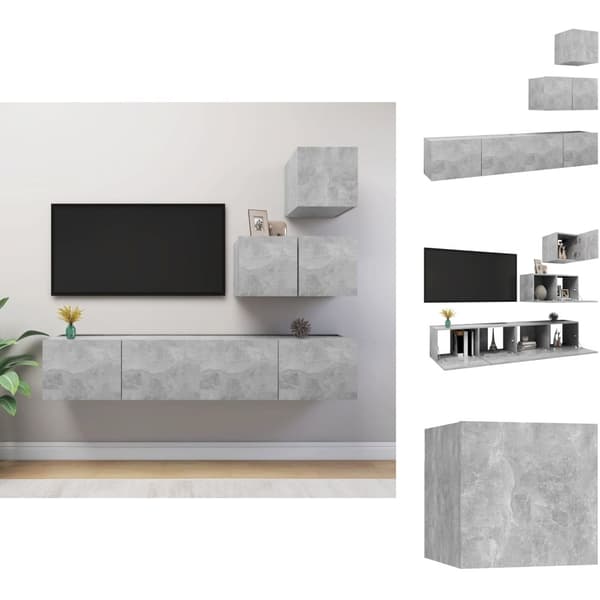 TV-møbler - Living tv-skabe 4 dele spånplade betongrå