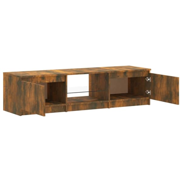 TV-møbler - Living tv-bord med LED-lys 140x40x35,5 cm røget egetræsfarve