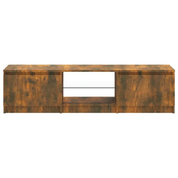 TV-møbler - Living tv-bord med LED-lys 140x40x35,5 cm røget egetræsfarve
