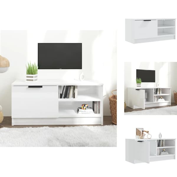 TV-møbler - Living tv-bord 80x35x36,5 cm konstrueret træ hvid højglans