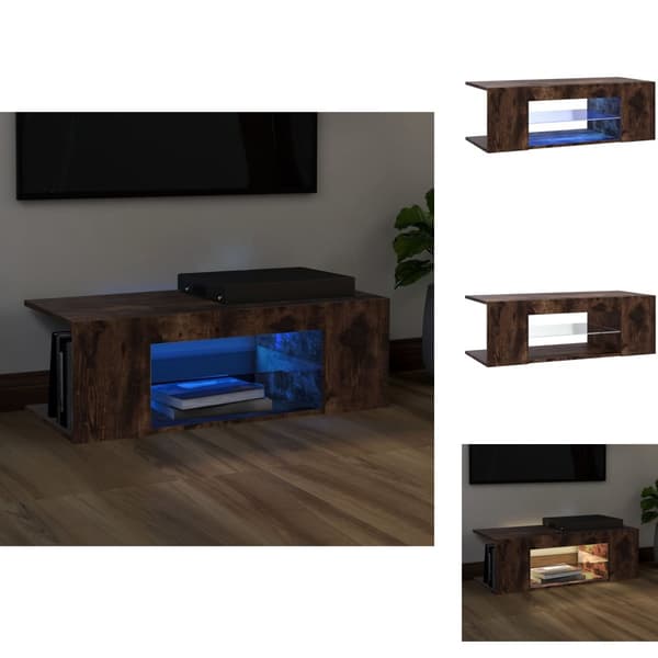 TV-bänkar - Living Tv-bänk med LED-belysning rökfärgad ek 90x39x30 cm